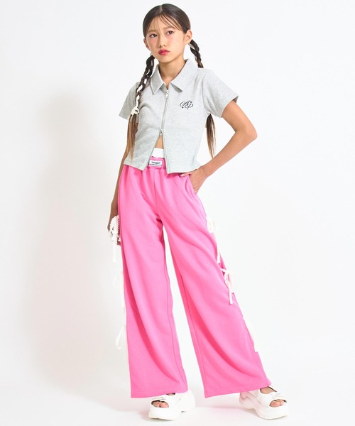 ANAP GｉRL（アナップガール）の「ダブルジップリブトップス(キッズお揃い)（Tシャツ/カットソー・キッズ・ライトグレー/ブラック/ラベンダー/ライトイエロー・M/S/XS）」の8枚目の写真