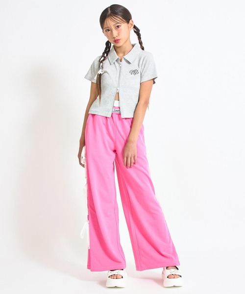 ANAP GｉRL（アナップガール）の「ダブルジップリブトップス(キッズお揃い)（Tシャツ/カットソー・キッズ・ライトグレー/ブラック/ラベンダー/ライトイエロー・M/S/XS）」の9枚目の写真