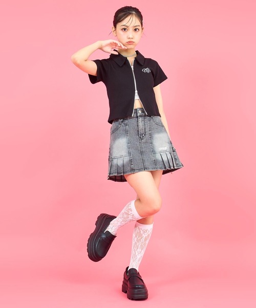 ANAP GｉRL（アナップガール）の「ダブルジップリブトップス(キッズお揃い)（Tシャツ/カットソー・キッズ・ライトグレー/ブラック/ラベンダー/ライトイエロー・M/S/XS）」の13枚目の写真