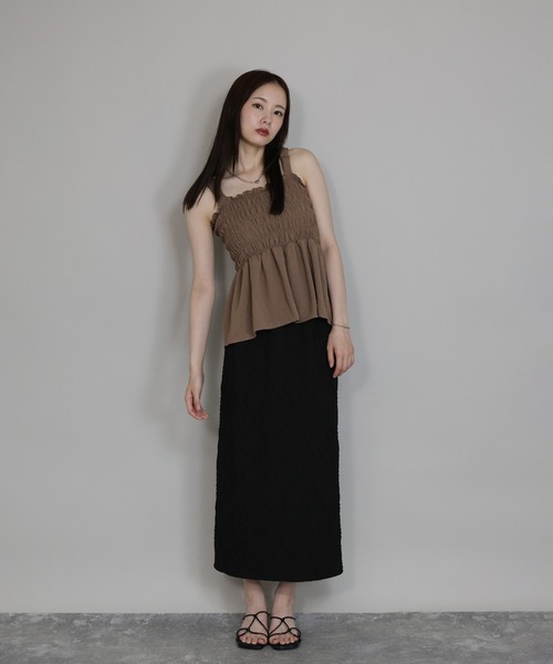 J by blue（ジェイバイブルー）の「ギャザートップス（キャミソール・レディース・ブラウン/ホワイト/ブラック・MEDIUM）」の17枚目の写真