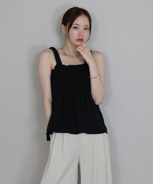J by blue（ジェイバイブルー）の「ギャザートップス（キャミソール・レディース・ブラウン/ホワイト/ブラック・MEDIUM）」の20枚目の写真