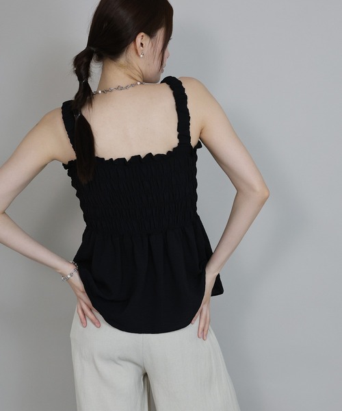 J by blue（ジェイバイブルー）の「ギャザートップス（キャミソール・レディース・ブラウン/ホワイト/ブラック・MEDIUM）」の22枚目の写真