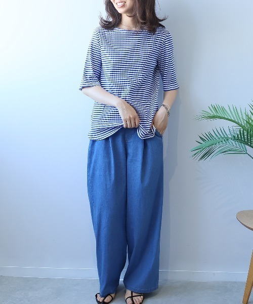 leswel(レスウェル)の「【L~5L 大きいサイズ】コットンボーダーTシャツ 半袖 春夏(Tシャツ/カットソー・レディース・ブルー/ブラック・5L/4L/3L/LL/L)」の12枚目の写真