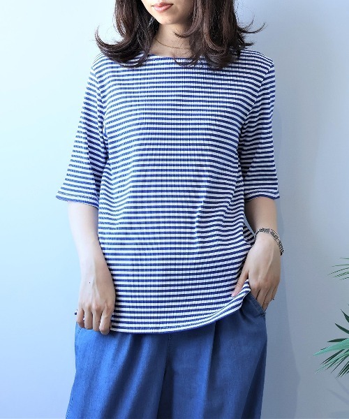 leswel(レスウェル)の「【L~5L 大きいサイズ】コットンボーダーTシャツ 半袖 春夏(Tシャツ/カットソー・レディース・ブルー/ブラック・5L/4L/3L/LL/L)」の10枚目の写真