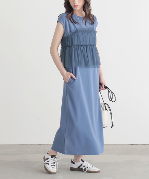 n'OrLABEL(ノアールレーベル)の「チュールキャミ&ワンピースセットアップ【セットアップ2点セット】(ワンピース・レディース・ブルー/ブラック・2/1)」の1枚目の写真