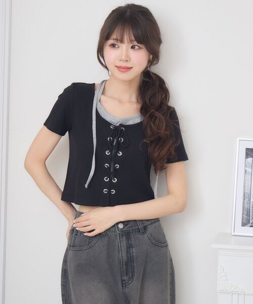 ems excite(エムズエキサイト)の「ホルターネックレースアップCT(Tシャツ/カットソー・レディース・ブラック/ダークグレー/ブラウン・FREE)」の8枚目の写真