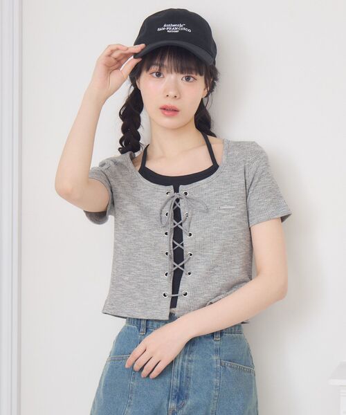 ems excite(エムズエキサイト)の「ホルターネックレースアップCT(Tシャツ/カットソー・レディース・ブラック/ダークグレー/ブラウン・FREE)」の16枚目の写真