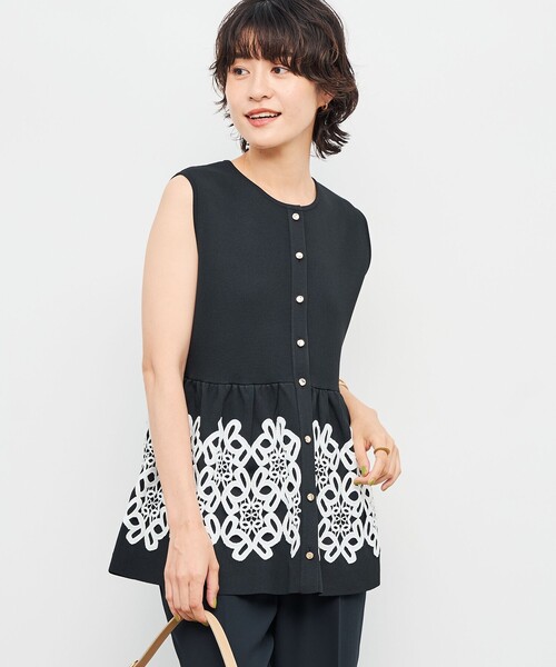 NOLLEY’S（ノーリーズ）の「レース付きペプラムベスト（ベスト・レディース・ネイビー/ブラック/キャメル・38）」の12枚目の写真