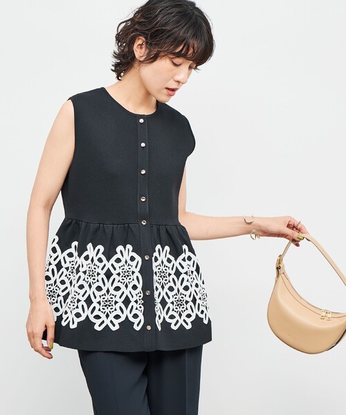 NOLLEY’S（ノーリーズ）の「レース付きペプラムベスト（ベスト・レディース・ネイビー/ブラック/キャメル・38）」の20枚目の写真