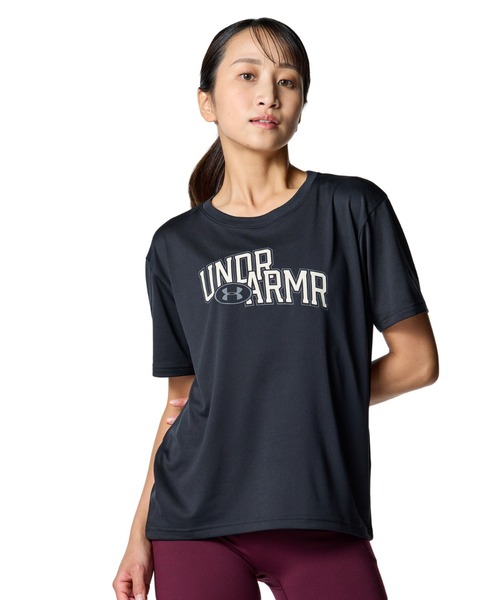 UNDER ARMOUR(アンダーアーマー)の「アンダーアーマー UAテック グラフィック Tシャツ(Tシャツ/カットソー・レディース・スモークピンク/ブラック/サックスブルー・M/L)」の1枚目の写真