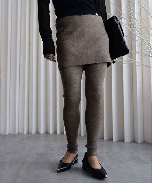 YENNA(イェンナ)の「【スカート付きニットレギンス】レイヤードスタイル / ニットパンツ / スカートパンツレイヤード / セット / レイヤードニットスカートパンツ(レギンス/スパッツ・レディース・アイボリー/ブラック/ブラウン/ベージュ/グレー/オフホワイト・FREE)」の19枚目の写真