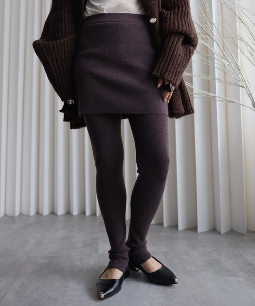 セール】【スカート付きニットレギンス】レイヤードスタイル