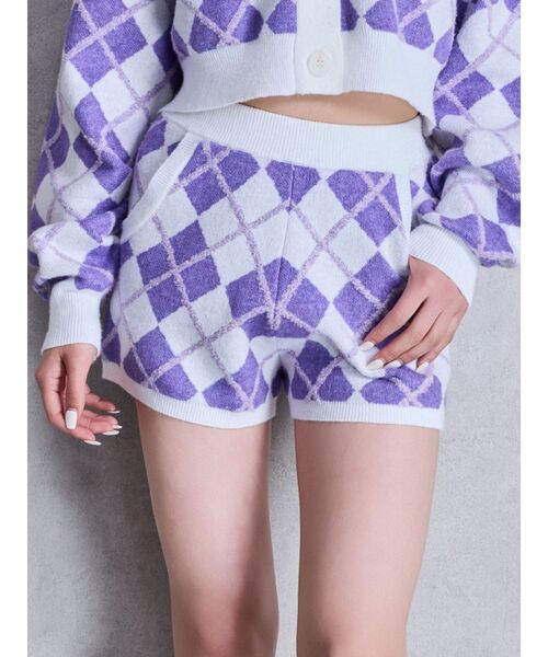 GYDA(ジェイダ)の「アーガイルニットショートパンツ(その他パンツ・レディース・ブラック/パープル・FREE)」の3枚目の写真