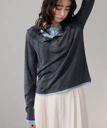 210nouve | フェイクレイヤード 配色 ヘンリーネック ロンT(Tシャツ/カットソー)