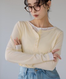 210nouve | フェイクレイヤード 配色 ヘンリーネック ロンT(Tシャツ/カットソー)