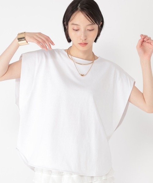 studio CLIP（スタディオクリップ）の「【daily CLIP】ドルマンフレンチスリーブT（Tシャツ/カットソー・レディース・ホワイト/ブラック/ブルー・FREE）」の2枚目の写真