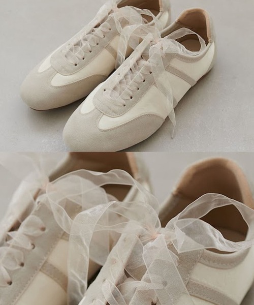 DISCOAT（ディスコート）の「スエード調サテンバレエスニーカー（スニーカー・レディース・ライトグレー/ブラウン/ピンク/ブラック/アイボリー・MEDIUM/LARGE）」の15枚目の写真