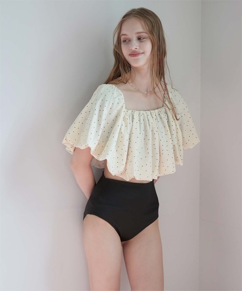 SEA DRESS(シードレス)の「2wayバルーンスリーブビキニ/水着(水着・レディース・ホワイト/ホワイト系その他/ドット・L/M/S)」の4枚目の写真