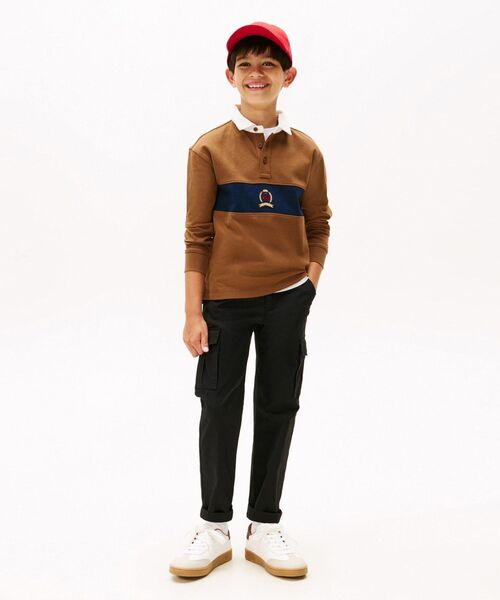 TOMMY HILFIGER（トミーヒルフィガー）の「BOYS ライン入りロングスリーブポロシャツ（ポロシャツ・キッズ・ネイビー/ブラウン系その他・140cm/150cm/160cm/130cm）」の8枚目の写真