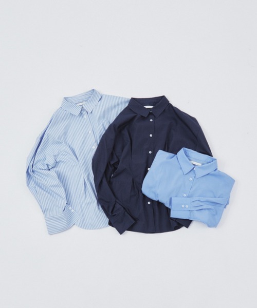 Aunt Marie's（アントマリーズ）の「フロントタックロングスリーブシャツ（シャツ/ブラウス・レディース・ストライプ/ネイビー/サックスブルー/ナチュラル・FREE）」の6枚目の写真