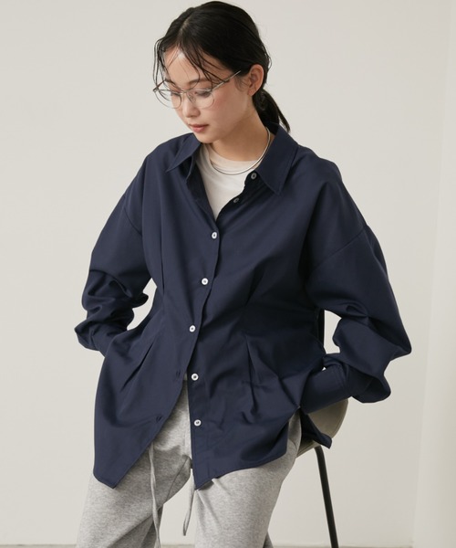 Aunt Marie's（アントマリーズ）の「フロントタックロングスリーブシャツ（シャツ/ブラウス・レディース・ストライプ/ネイビー/サックスブルー/ナチュラル・FREE）」の8枚目の写真