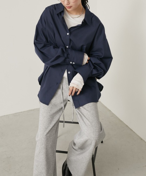 Aunt Marie's（アントマリーズ）の「フロントタックロングスリーブシャツ（シャツ/ブラウス・レディース・ストライプ/ネイビー/サックスブルー/ナチュラル・FREE）」の13枚目の写真