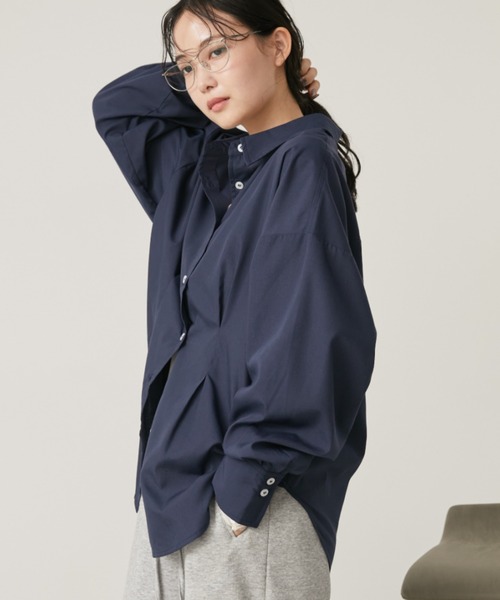 Aunt Marie's（アントマリーズ）の「フロントタックロングスリーブシャツ（シャツ/ブラウス・レディース・ストライプ/ネイビー/サックスブルー/ナチュラル・FREE）」の7枚目の写真