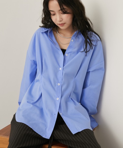 Aunt Marie's（アントマリーズ）の「フロントタックロングスリーブシャツ（シャツ/ブラウス・レディース・ストライプ/ネイビー/サックスブルー/ナチュラル・FREE）」の15枚目の写真