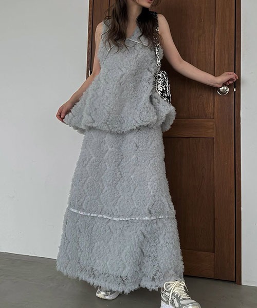 circle tulle motif balloon peplum nosleeve tops（シャツ/ブラウス