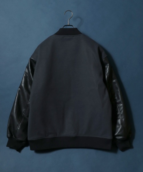 ANPAS(アンパス)の「ANPAS Exclusive Melton Varsity Jacket with One-Point Logo Embroidery /アンパス別注 ワンポイントロゴ刺繍 メルトン スタジャン メンズ レディース ユニセックス アウター ブルゾン(スタジャン・メンズ・ブラック/チャコール・M/L/LL)」の21枚目の写真