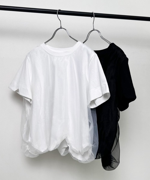 Narcissus(ナルシス)の「バルーンチュールTシャツ《動画あり》(Tシャツ/カットソー・レディース・ブラック/ホワイト・FREE)」の8枚目の写真