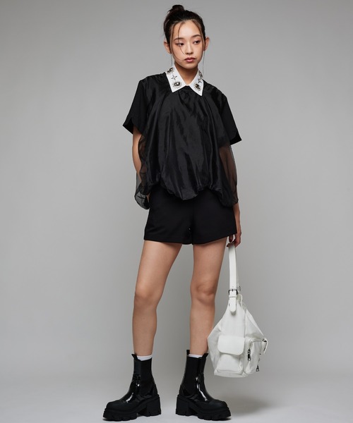 Narcissus(ナルシス)の「バルーンチュールTシャツ《動画あり》(Tシャツ/カットソー・レディース・ブラック/ホワイト・FREE)」の11枚目の写真