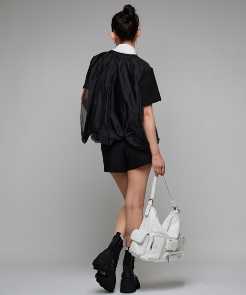 Narcissus(ナルシス)の「バルーンチュールTシャツ《動画あり》(Tシャツ/カットソー・レディース・ブラック/ホワイト・FREE)」の13枚目の写真