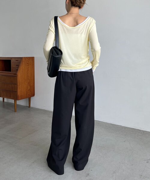 CAPRICIEUX LE'MAGE(カプリシューレマージュ)の「【前後2WAY】2WAYボートネックシアーロンT(Tシャツ/カットソー・レディース・グレイッシュベージュ/ブラック/イエロー/グレー/ブラウン/ホワイト・FREE)」の20枚目の写真