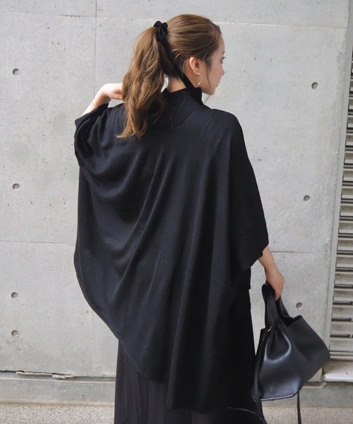 LAULEN（ローレン）の「shawl collar knit cardigan /ショールカラーニットカーディガン（カーディガン/ボレロ・レディース・オートミール/ブラック/チャコールグレー/ブラウン・FREE）」の2枚目の写真
