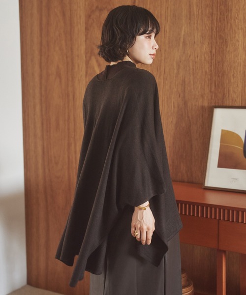 LAULEN（ローレン）の「shawl collar knit cardigan /ショールカラーニットカーディガン（カーディガン/ボレロ・レディース・オートミール/ブラック/チャコールグレー/ブラウン・FREE）」の6枚目の写真