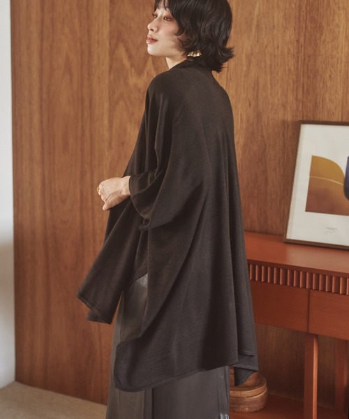 LAULEN（ローレン）の「shawl collar knit cardigan /ショールカラーニットカーディガン（カーディガン/ボレロ・レディース・オートミール/ブラック/チャコールグレー/ブラウン・FREE）」の7枚目の写真