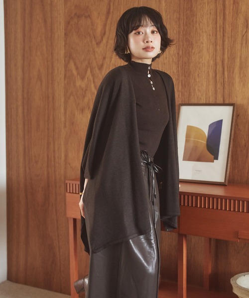 LAULEN（ローレン）の「shawl collar knit cardigan /ショールカラーニットカーディガン（カーディガン/ボレロ・レディース・オートミール/ブラック/チャコールグレー/ブラウン・FREE）」の10枚目の写真