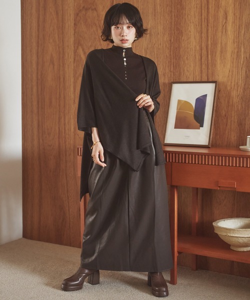 LAULEN（ローレン）の「shawl collar knit cardigan /ショールカラーニットカーディガン（カーディガン/ボレロ・レディース・オートミール/ブラック/チャコールグレー/ブラウン・FREE）」の11枚目の写真