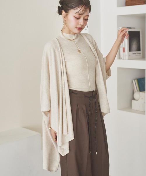 LAULEN（ローレン）の「shawl collar knit cardigan /ショールカラーニットカーディガン（カーディガン/ボレロ・レディース・オートミール/ブラック/チャコールグレー/ブラウン・FREE）」の19枚目の写真