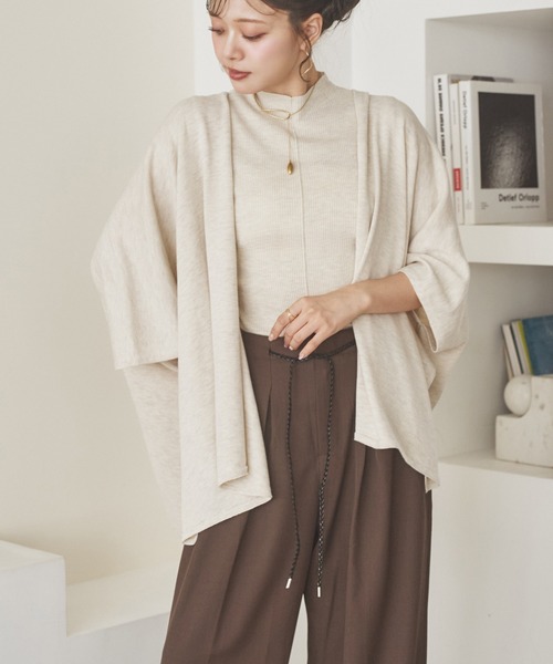 LAULEN（ローレン）の「shawl collar knit cardigan /ショールカラーニットカーディガン（カーディガン/ボレロ・レディース・オートミール/ブラック/チャコールグレー/ブラウン・FREE）」の20枚目の写真