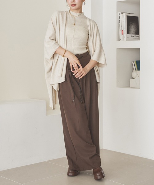 LAULEN（ローレン）の「shawl collar knit cardigan /ショールカラーニットカーディガン（カーディガン/ボレロ・レディース・オートミール/ブラック/チャコールグレー/ブラウン・FREE）」の22枚目の写真