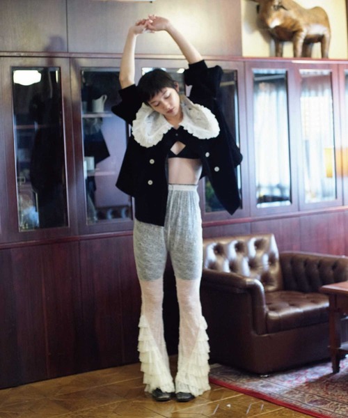 Lam balm(ラムバム)の「【Lam Balm】レースヘムティアードパンツ(レギンス/スパッツ・レディース・ベージュ/ホワイト・1/0)」の7枚目の写真