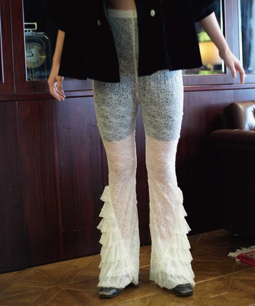 Lam balm(ラムバム)の「【Lam Balm】レースヘムティアードパンツ(レギンス/スパッツ・レディース・ベージュ/ホワイト・1/0)」の8枚目の写真