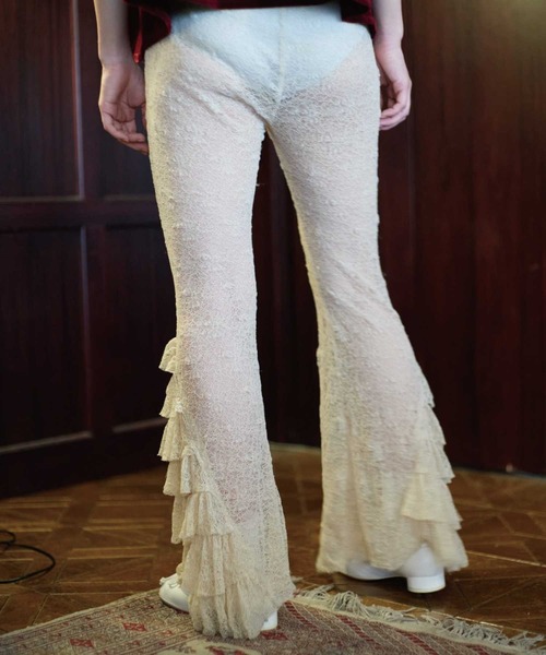 Lam balm(ラムバム)の「【Lam Balm】レースヘムティアードパンツ(レギンス/スパッツ・レディース・ベージュ/ホワイト・1/0)」の15枚目の写真