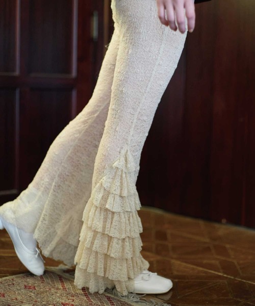 Lam balm(ラムバム)の「【Lam Balm】レースヘムティアードパンツ(レギンス/スパッツ・レディース・ベージュ/ホワイト・1/0)」の16枚目の写真