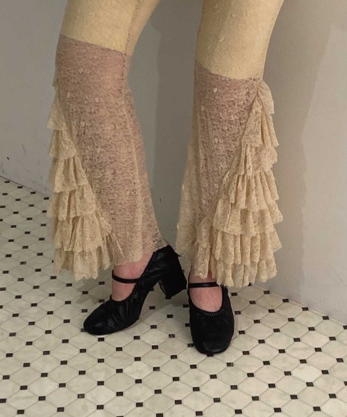 Lam balm(ラムバム)の「【Lam Balm】レースヘムティアードパンツ(レギンス/スパッツ・レディース・ベージュ/ホワイト・1/0)」の11枚目の写真