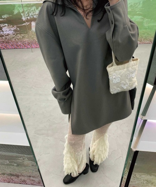 Lam balm(ラムバム)の「【Lam Balm】レースヘムティアードパンツ(レギンス/スパッツ・レディース・ベージュ/ホワイト・1/0)」の9枚目の写真