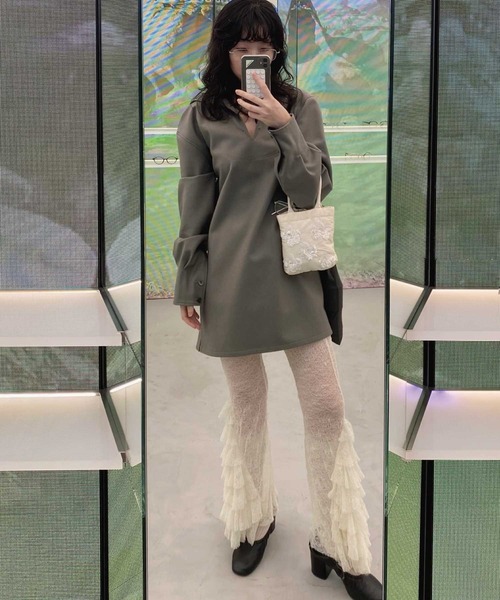 Lam balm(ラムバム)の「【Lam Balm】レースヘムティアードパンツ(レギンス/スパッツ・レディース・ベージュ/ホワイト・1/0)」の13枚目の写真