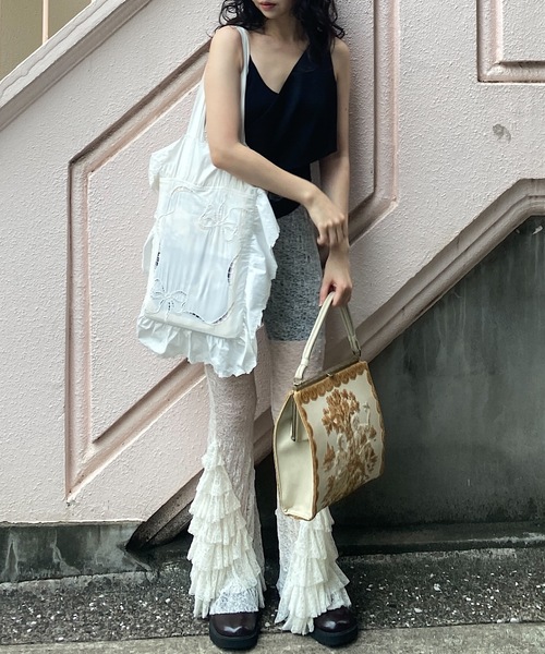 Lam balm(ラムバム)の「【Lam Balm】レースヘムティアードパンツ(レギンス/スパッツ・レディース・ベージュ/ホワイト・1/0)」の3枚目の写真